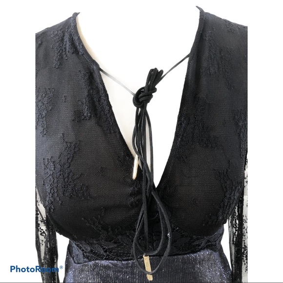 NWT LIN Edition Limit Sheer Lace and Velvet Dress - Picture 7 of 13